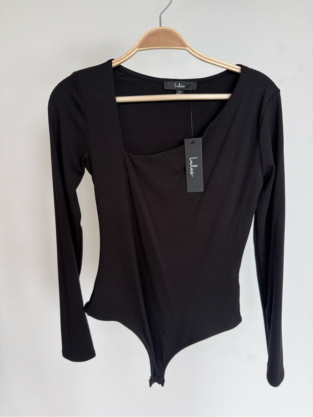 Lulus Seek Me Out Black Long Sleeve Asymmetrical Bodysuit - Size M